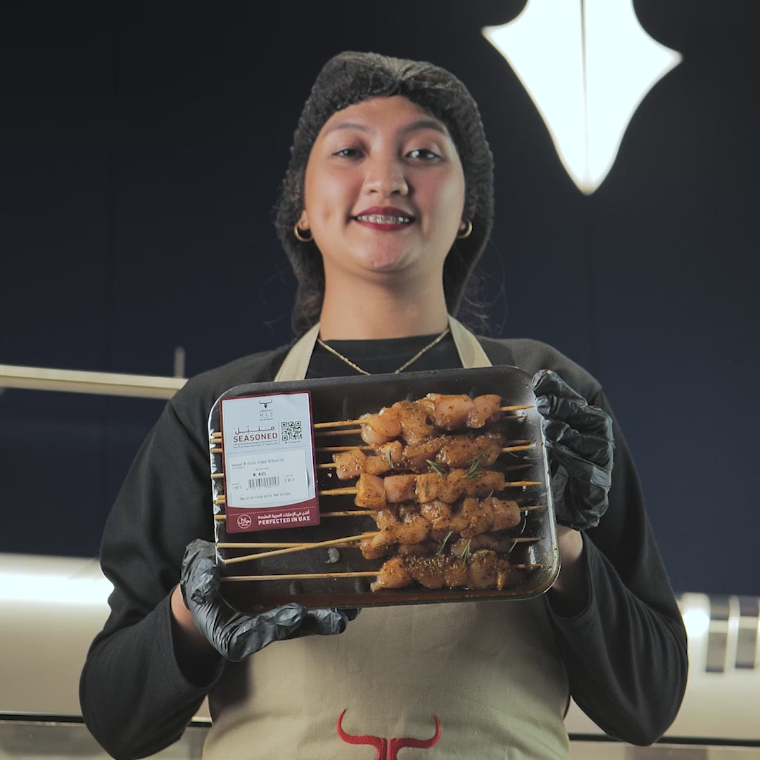 Seasoned OM Chicken Mishkak Barbecue Cubes Skewers